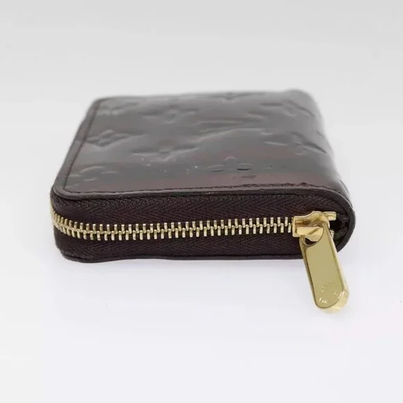 LOUIS VUITTON Vernis Rayure Zippy Coin Purse Amarante M91719 LV Auth
